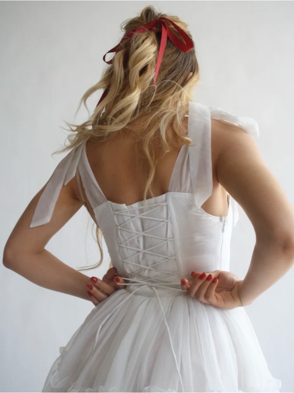 Elegant White Siena Dress with Corset Back